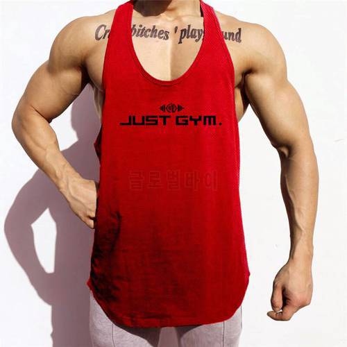 Mens Clothing Bodybuilding Sleeveless Shirt New Mesh Gym Tank Top Men Muscle Running Training Fitness Quick-drying Stretch Vest