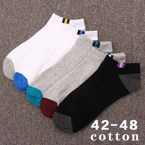 Large Size Sport Cotton Men Socks Summer Socks Plus Size hin Breathable High Quality Short Boat Ankle Sock Size 44 45 46 47 Soks