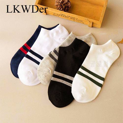 LKWDer 3 Pairs/Lot Men&39s Socks Cotton Stripe Boat Socks All Seasons Summer Male Casual Harajuku Breathable Men Ankle Sock Meias