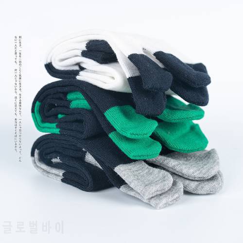 3 Pairs/Set Men&39s Cotton Tabi Toe Socks 45 Large Size Striped Splicing Summer Anti-Slip Two Finger Socks With Separate Toes Gift