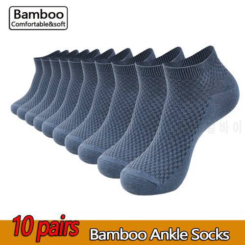 10 Pair-pack Men&39s Ankle Socks Bamboo Fiber Short Business Black Socks Breathable Deodorant Durable Dress Socks Men Size 38-44