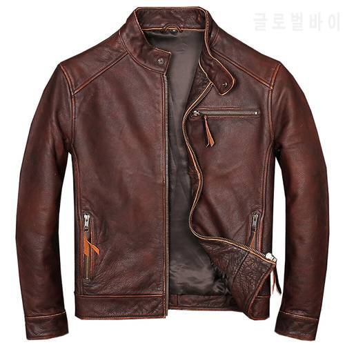 Winter Mens Coat Genuine Leather Fashion Oversized Cowhide Leather Jackets Winter Outerwear Overcoats Plus Size 4XL Man Clothing