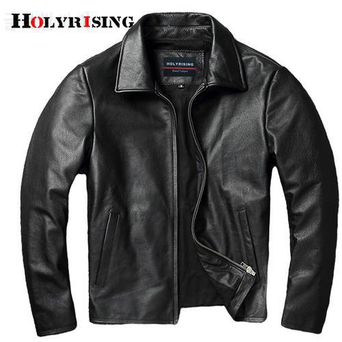 Autumn men genuine leather slim shorts chaquetas hombre turn collar leather jacket men zipper 6xl thick black coats 19594