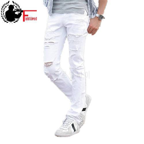 2022 New White Ripped Jeans Men With Holes fashion Skinny Famous Designer Brand Slim Fit Destroyed Torn Jean Pants For Male