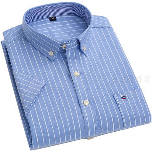 Aoliwen brand Men Oxford fabric large size anti wrinkle casual short sleeve shirts for men 100% cotton Comfortable slim shirt