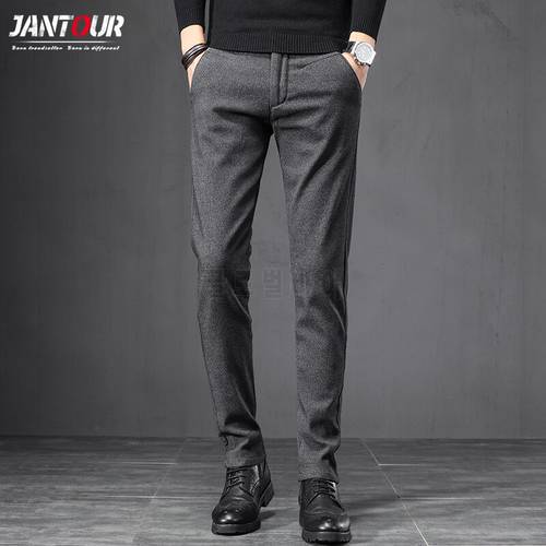 2022 Autumn Winter New Casual Pants Men Cotton Slim Fit Chinos Fashion Gray Trousers Male Brand Clothing Plus Size 28-38