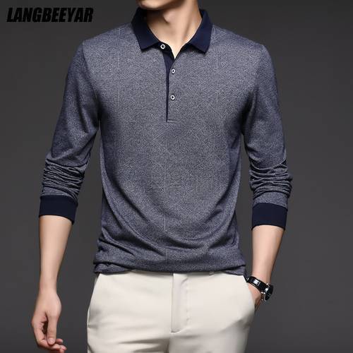 Top Grade New Fashion Brand Men Plain Polo Shirts For Men Solid Color Casual Designer Long Sleeve Tops Men&39s Clothing 2022