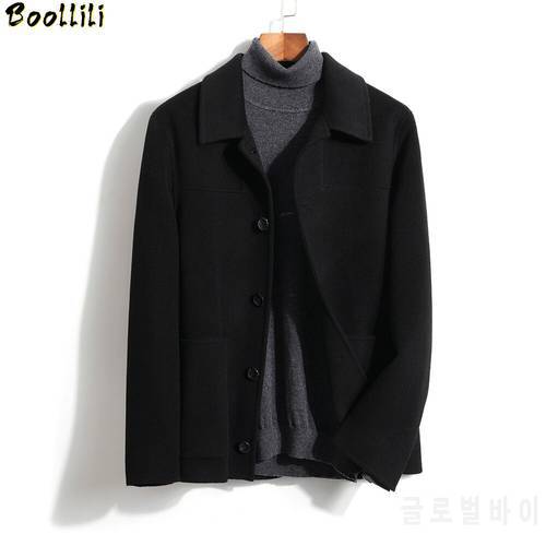 2023 Cashmere Boollili Wool Coat Men Casual Autumn Winter Jacket for Men Clothes Black Overcoat Korean Abrigo Hombre