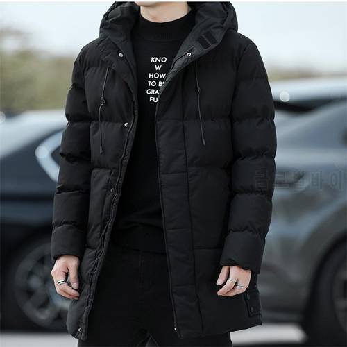 2022 New Winter Mens Parka Jackets Fashion Long Solid Color Men Outerwear Thicken Warm Windproof Men&39s Cotton Clothing Size 5XL