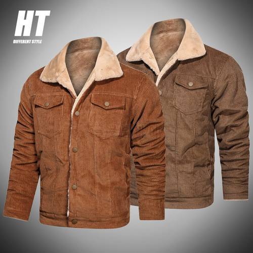 Winter Men&39s Cotton-Padded Jacket Fleece Thick Warm Parkas Jacket Men Casual Lapel Pockets Parka Overcoat Brand Corduroy Coat