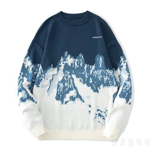 2022 Mens Casual Sweaters Harajuku Style Loose Round Neck Men Fashion Pullover Autumn Winter Long Sleeve Sweater Knitted Tops