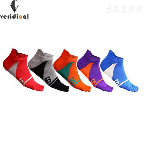 Cotton Five Finger No Show Socks Mens Sports Breathable Comfortable Shaping Anti Friction Ankle Socks With Toes Bright Color