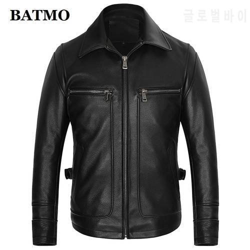 BATMO 2021 new arrival natural cow leather jackets men,real leather jackets,plus-size S-5XL 710