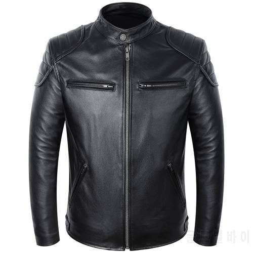 Free Shipping New Motorcycle Biker Leather Jacket Men&39s Cowhide Genuine Natural Leather Moto Jackets Quality Coat Size S-6XL