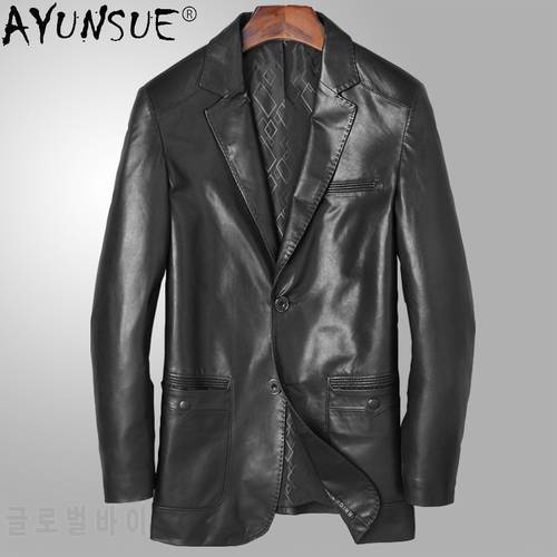 AYUNSUE Mens Leather Jacket Spring Autumn Balck Genuine Sheepskin Leather Coat Men&39s Korean Style Outwear Abrigo Hombre SQQ338