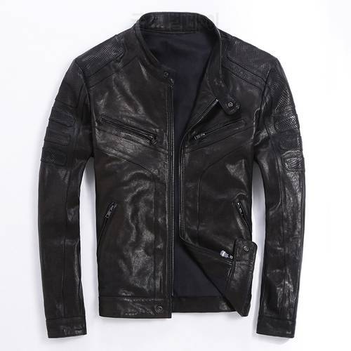 Free shipping,new style.fashion soft sheepskin jacket.mens genuine leather coat.quality slim motor jackets.cool clothing