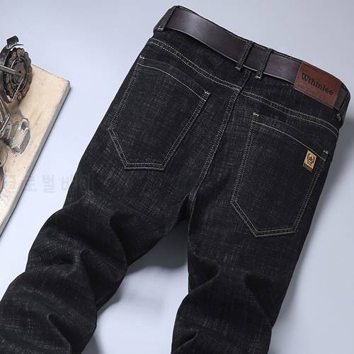 Regular Fit Men&39S Business Fashion Jeans Classic Brand Loose Casual Stretch Denim Trousers 2021 Autumn New Male Soft Slim Pants