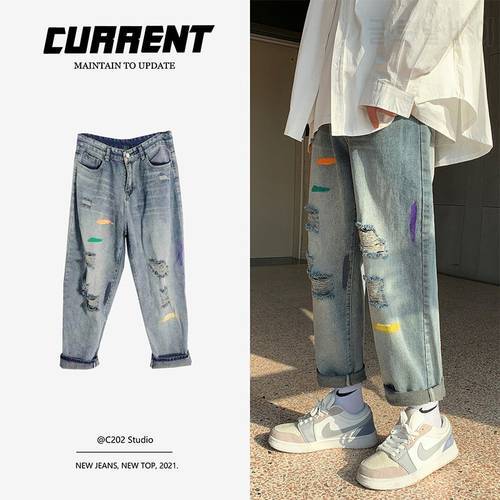 Hole jeans for men men&39s new summer thin pants in 2022 streetwear hip hop ropa para hombre Special counter Genuine Recommend
