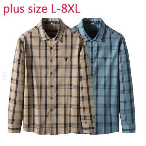 New Arrival Fashion Suepr Large Spring And Autumn Young Men Casual Long Sleeved Shirt Plus Size L XL 2XL 3XL 4XL 5XL 6XL 7XL 8XL