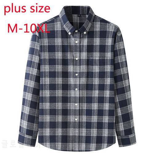 New Arrival Fashion Super Large Spring And Autumn Young Men Oversized Plaid Long Sleeve Casual Shirts Flannel Plus Size L-10XL