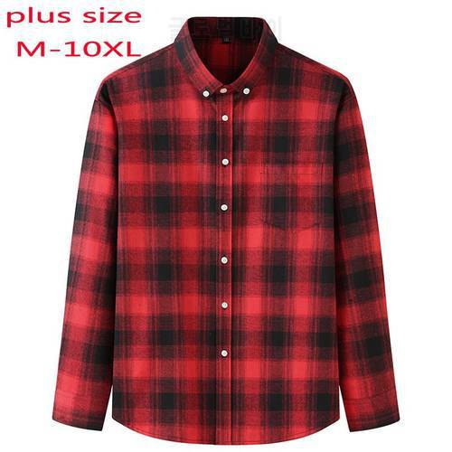 New Arrival Fashion Suepr Large Spring And Autumn Youth Plaid Printed Long Sleeve Casual Shirts Plus Size L-5XL 6XL 7XL 8XL 10XL