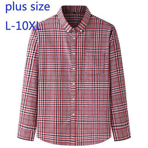 New Arrival Suepr Large Plaid Flannel Cotton Spring And Autumn Young Men Fashionable Long Sleeve Casual Shirts Plus Size L-10XL