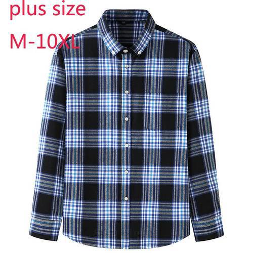 New Arrival Fashion Suepr Large Spring And Autumn Young Men Fashionable Casual Long Sleeve Casual Shirts Plaid Plus Size L-10XL