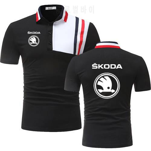 Summer New Skoda car logo Print Men&39s Comfortable Breathable Cotton Short Sleeve Classic Business Casual Hot sale Polo Shirt