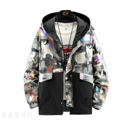 Spring and autumn jacket men casual jacket 2021 new print plus size coat