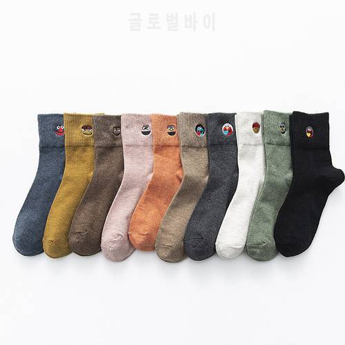 2021 Japanese Kawaii Embroidery Socks For Men And Women Happy And Interesting Ankles Red Cute Cotton Socks Summer Cartoon Socks