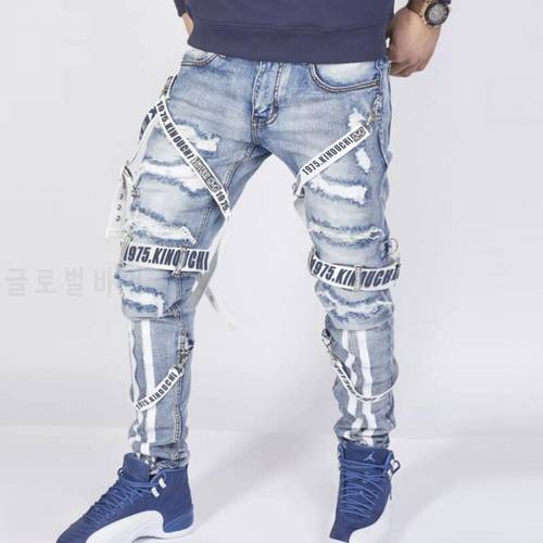 Men&39s jeans summer loose trousers 2021 trendy street men&39s collocation design autumn straight pants ripped motorcycle boy pants