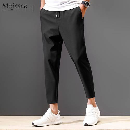 Pants Men Solid Ankle-length Simple All Match Mens Breathable Korean Style Fashion Plus Size Trousers Males Harajuku Hot Sale