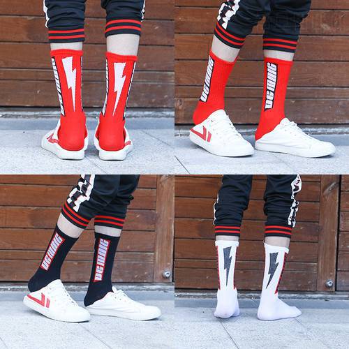 New Socks Trend Men&39s Spring and Summer Pure Cotton Tube Trendy Brand Men&39s Unisex Socks Sport Socks Lightning Men&39s Long Socks