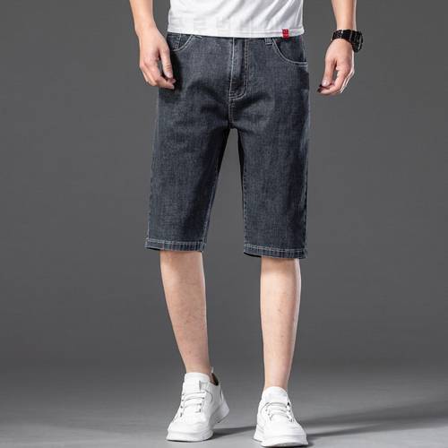 2022 Blue Denim Jeans Short For Men Mens Summer Stretch Light Weight Jean Pants Plus Large Size 42 44 46