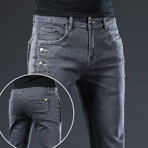 Brand 2021 New Arrivals Jeans Men Quality Casual Male Denim Pants Straight Slim Fit Dark Grey Men&39s Trousers Yong