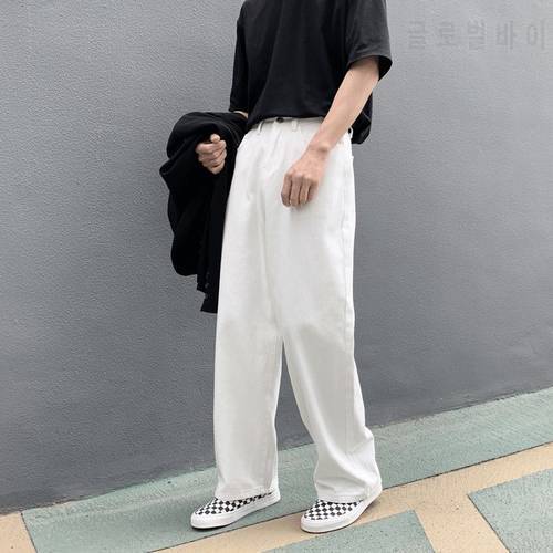 Wide Leg Jeans Men&39s Fashion Casual Black White Jeans Men Streetwear Korean Loose Hip-hop Straight-leg Denim Trousers Mens M-2XL