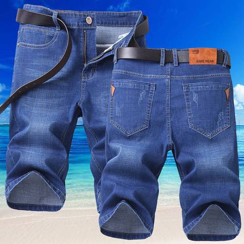 2021 Summer New Men&39S Denim Shorts Business Casual Loose Straight-Leg Stretch Jeans Male Fashion Brand Cowboy Cropped Trousers