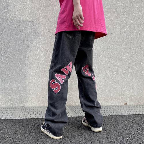 American high street letter printed jeans men&39s summer thin hiphop fried street vibe straight tube loose pants streetwear hiphop