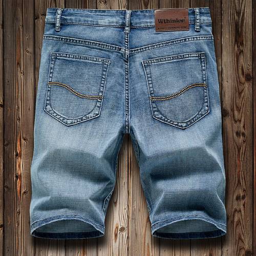 2021 Summer Men&39S Fashion Denim Shorts High Quality Business Casual All-Match Loose Jeans Male Classic Brand Five-Point Pants