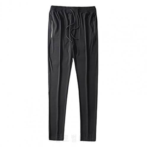 Men Summer Pants Slim-Fit Skinny Polyester Fiber Mesh Design Trousers for Daily Wear Casual Joggers Harem Pants Joggers