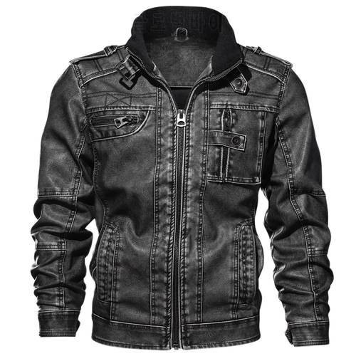 High Quality Mens Leather Jackets Men Motorcycle Jacket Stand Collar Zipper Pockets PU Coats Biker Faux Fashion Outerwear M-8XL