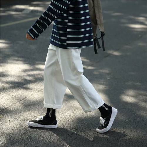 Jeans Men Baggy Large Size 3XL Harajuku White Denim Straight High Street Teens Drape Wide-leg Trousers Ins Korean-style Outwear