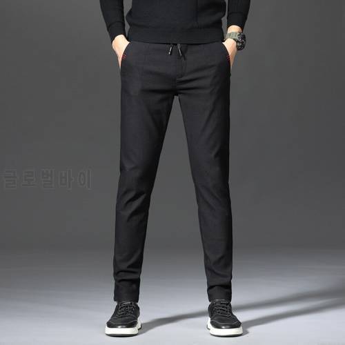 Cotton Slim Men Pencil Pants Business Formal Spring Summer Autumn Blue Male Young Full Length Long Casual Chino Man Trousers