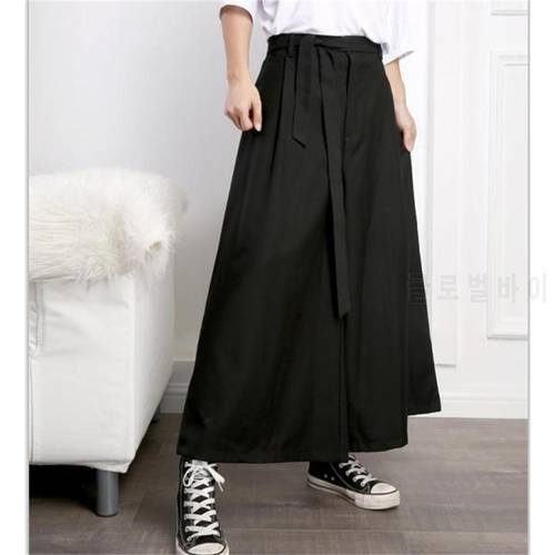 Men&39s Pants New Japanese Style Casual Pants Hair Stylist Belt Men&39s Pants Nine Minutes Wide-Leg Pants Flared Pants