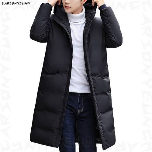 Winter Warm Men Long Jacket Coat Casual Autumn Hooded Puffer Thick Hat White Duck Down Jacket Parka Youth Down Jacket With Hood