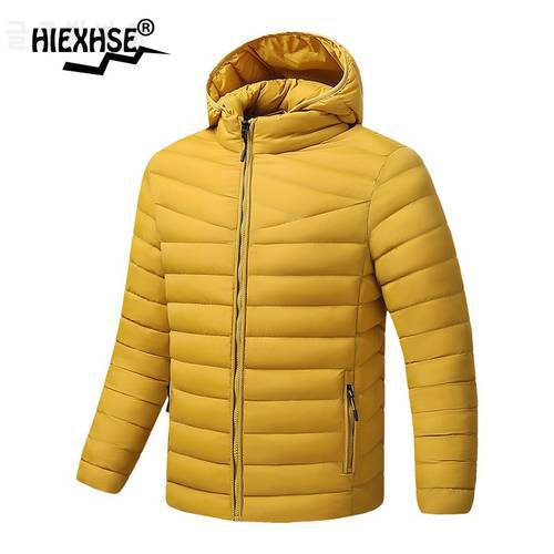 Hiexse New Winter Warm Casual Jacket Parkas Men Autumn Fashion Streetwear Men Parkas Windproof Thick Hooded Slim Solid Coat Men