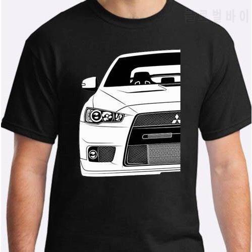 Summer 100% Cotton Camiseta Negra Mitsubishi Lancer Evo T-Shirt Men O-neck Tshirt Tees Tops