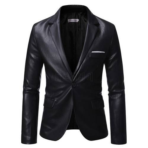 Artificial skin jacket PU men&39s business leather suit high quality business large size 6XL / black autumn men&39s clothing
