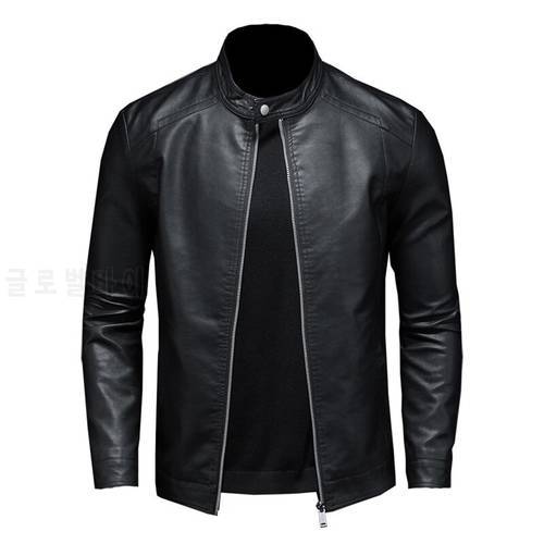 Large Size 2022 Autumn Fashion Trend Coat New Slim Stand Collar Motorcycle Leather Jacket Men&39s PU Handsome Top 5XL