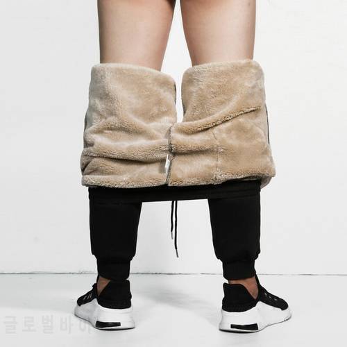 New Fleece Men Pant Fashion Brand Tracksuit Lined Thick Sweatpants Sportswear Male Winter Warm Bottom Trouser Pantalones Hombre